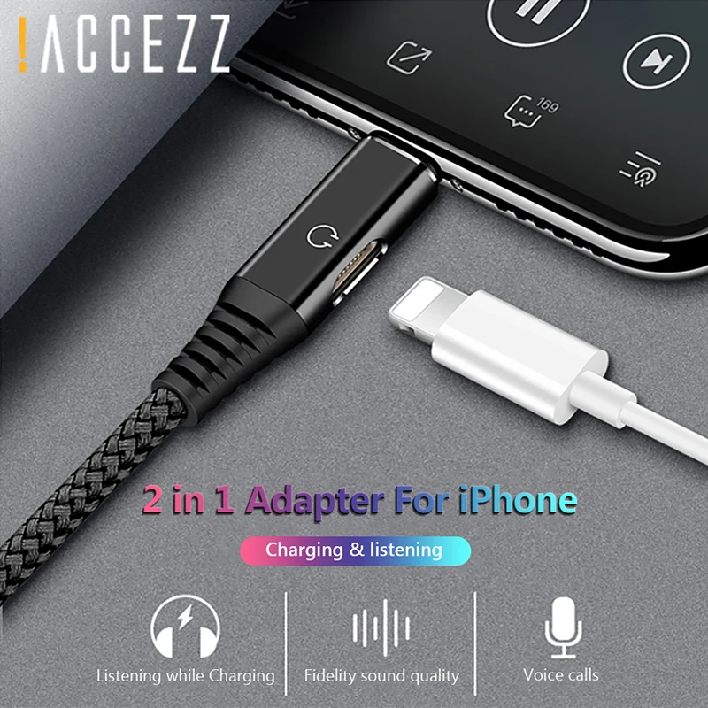 ! ACCEZZ двойной адаптер освещения кабель для зарядки наушников конвертер iPhone 7 8 X XS