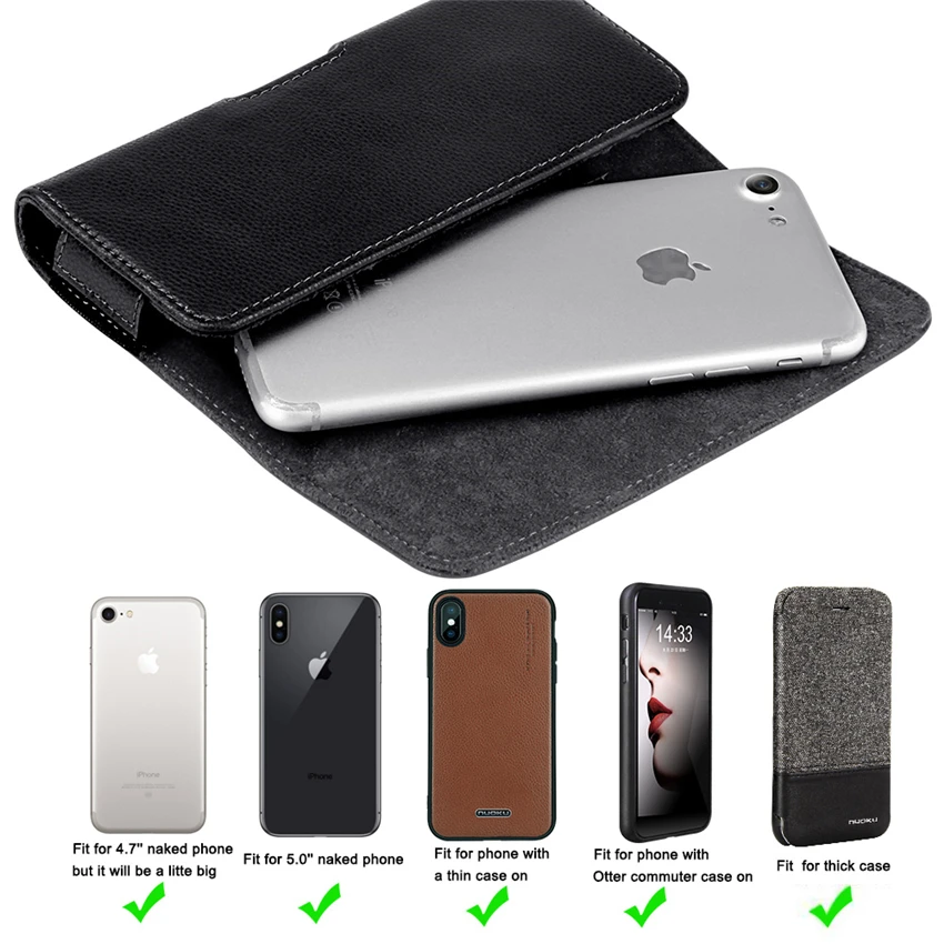 Luxe Pocket Lederen Magnetische Portemonnee Telefoon case Voor iPhone 5.0 5.5 Inch Koeienhuid Haak Loop Holster Zachte Terug co