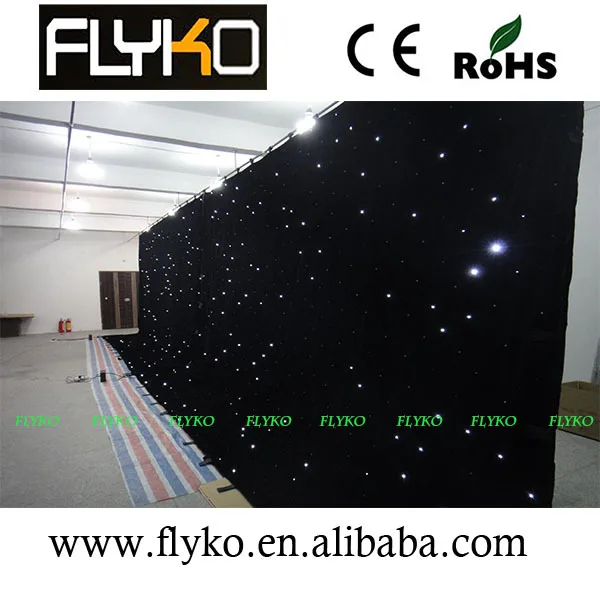 Бесплатная доставка белая светодиодная занавеска со звездами черная ткань