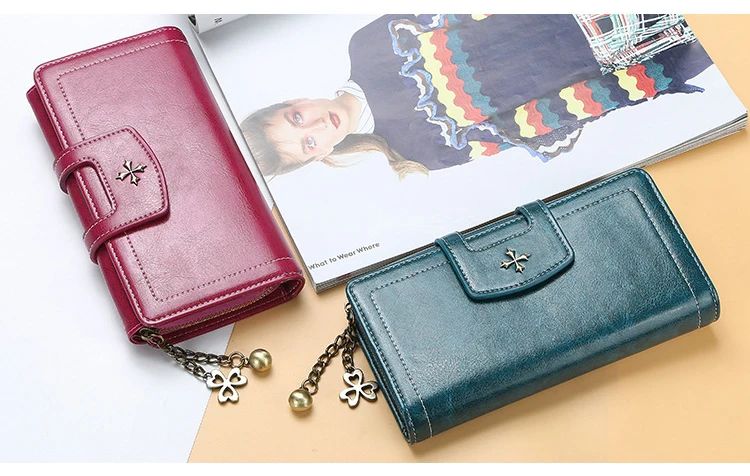 New Vintage Hasp Long Purse Ladies Wallet Women Luxury Brand Retro Zipper Leather Purses Female Wallets Woman Card Holder