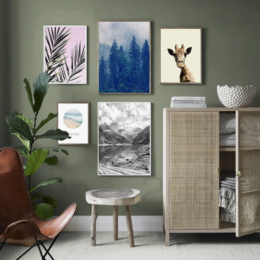 

Nordic Girl Sea Beach Forest Mountain Landscape Wall Art Canvas Painting Posters and Prints Wall Pictures For Living Room Decor