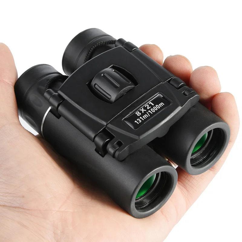 black Хит, 8x21 Бинокль с зумом, 1000 м, HD мощный складной мини телескоп, компактный бинокль, оптика, стекло, для охоты, кемпинга, дропшиппинг - Цвет: black