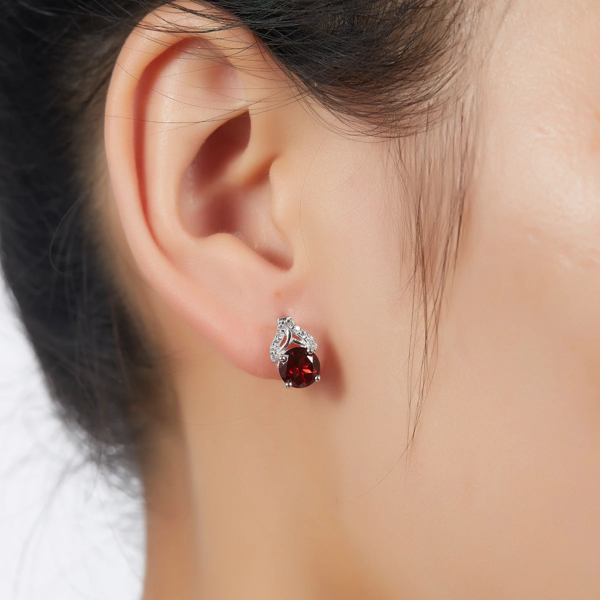 Hutang природный гранат Серьги гвоздики Solid 925 серебро gemstone Fine Jewelry женская жена