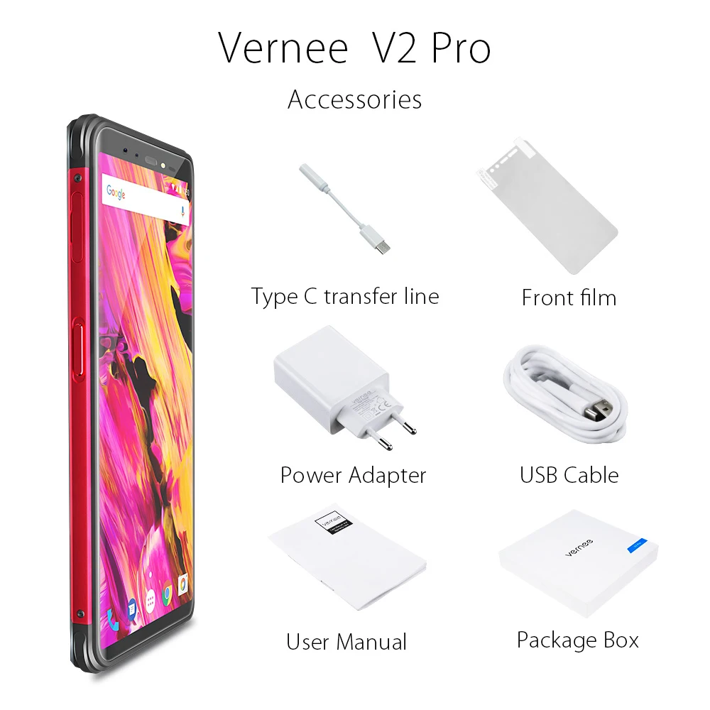 Оригинал Vernee V2 Pro 4G мобильный телефон NFC Android 8 1 6GB+64GB 5 99 дюймовый FHD + MT6763 Octa Core 21MP 5MP