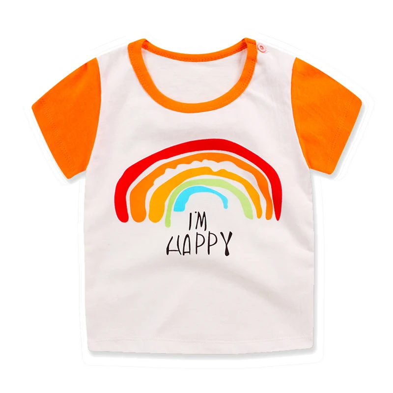 Летняя футболка с мультяшным принтом для маленьких мальчиков Детские футболки и