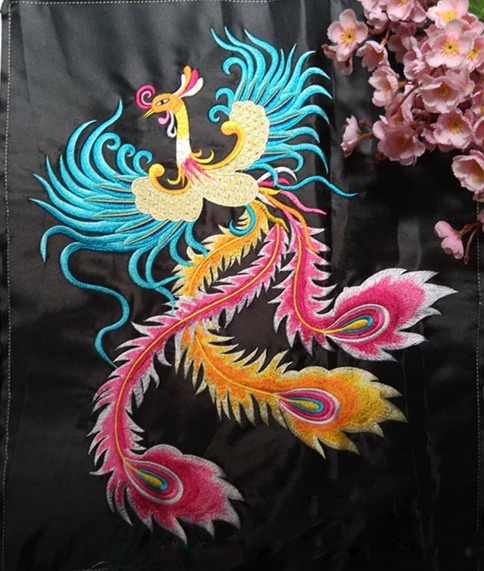 miao satin fabric phoenix embroidery patch cloth jeans bag oriental totem applique trim boho hmong sew accessories ethnic tribal | Дом и сад