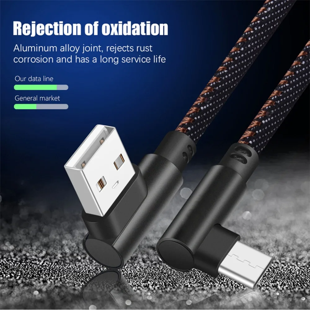Micro USB кабель 0,25 м 1 м 2 м Быстрая зарядка 90 градусов l-образный шнур для iPhone huawei P30 20 Pro type C Phone Charge QC2.0 USB Cabo