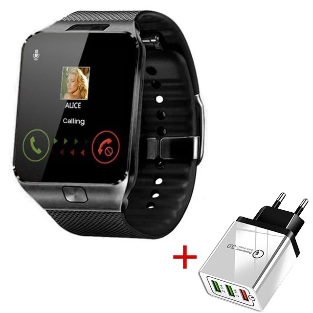 Black With Charger Bluetooth Смарт часы DZ09 Smartwatch Android телефонный звонок Relogio 2G GSM SIM 16G SD карта камера ремешок для iPhone samsung huawei - Цвет: Black With Charger