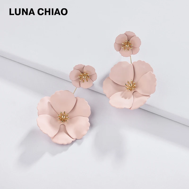 Женские серьги-подвески LUNA CHIAO 9 цветов съемные спереди и сзади с цветочными