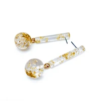 gold glitter sweet stud earrings personality piercing translucent jewelry