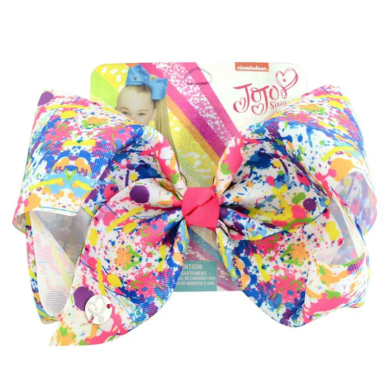 New Printed 1Pc 8 Inch jo Large Bow Clip Butterfly Hairpin Big Hair Solid Color Handmade Accessories For Girls Kids |