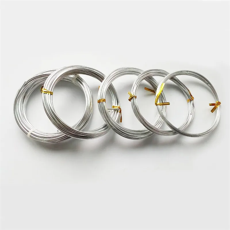 Крафт проволока алюминиевая серебряная для бонсай Смешанный Размер 5 рулонов/Лот