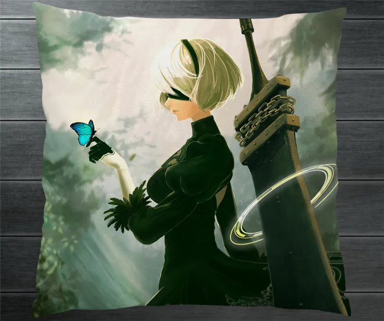 Мультяшный двухсторонний чехол NieR Automata YoRHa 2B 9S 40x40 см|Костюмы аниме| |
