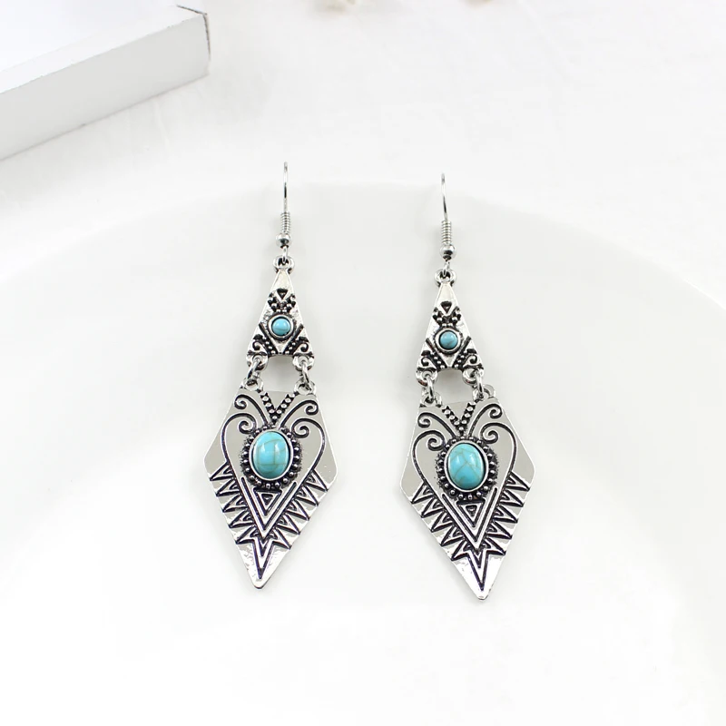 Длинные треугольные этнические серьги подвески в стиле ретро подвесные