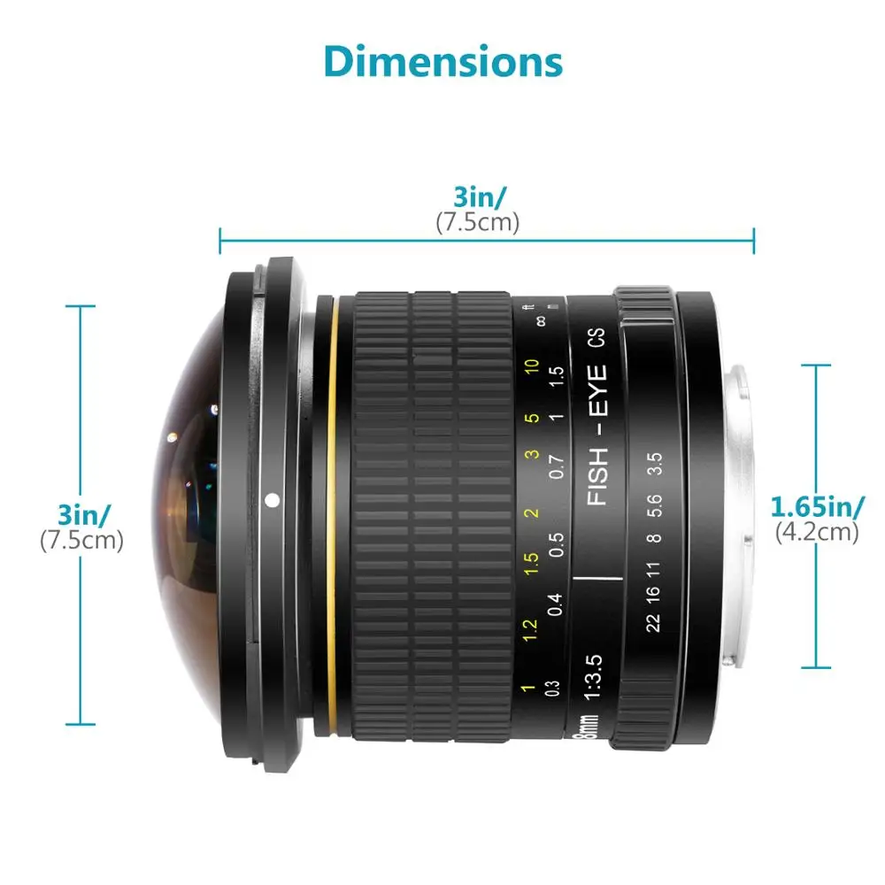 Асферический HD объектив рыбий глаз Neewer Pro 8 мм f/3,5 для Nikon D5, D4s, D4, D3x, Df, D850, D810, D750, D610, D500, D7500, D7200, D7100, D5600
