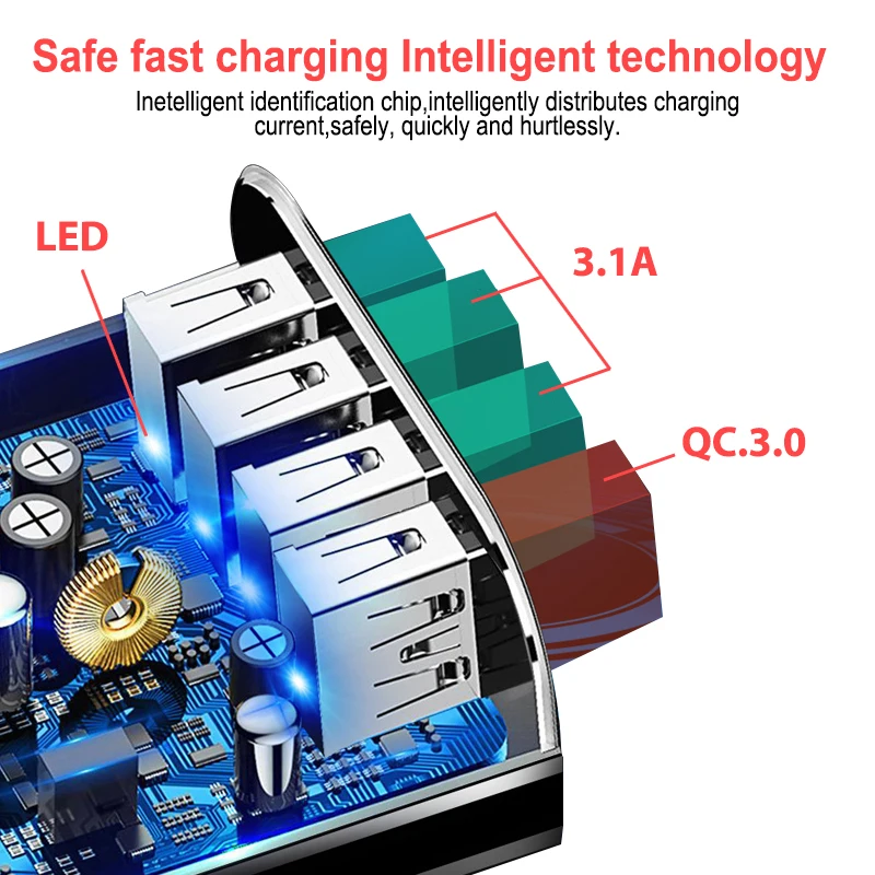 Быстрое зарядное устройство USB 3 0 QC быстрая зарядка 4 порта штекер мобильный