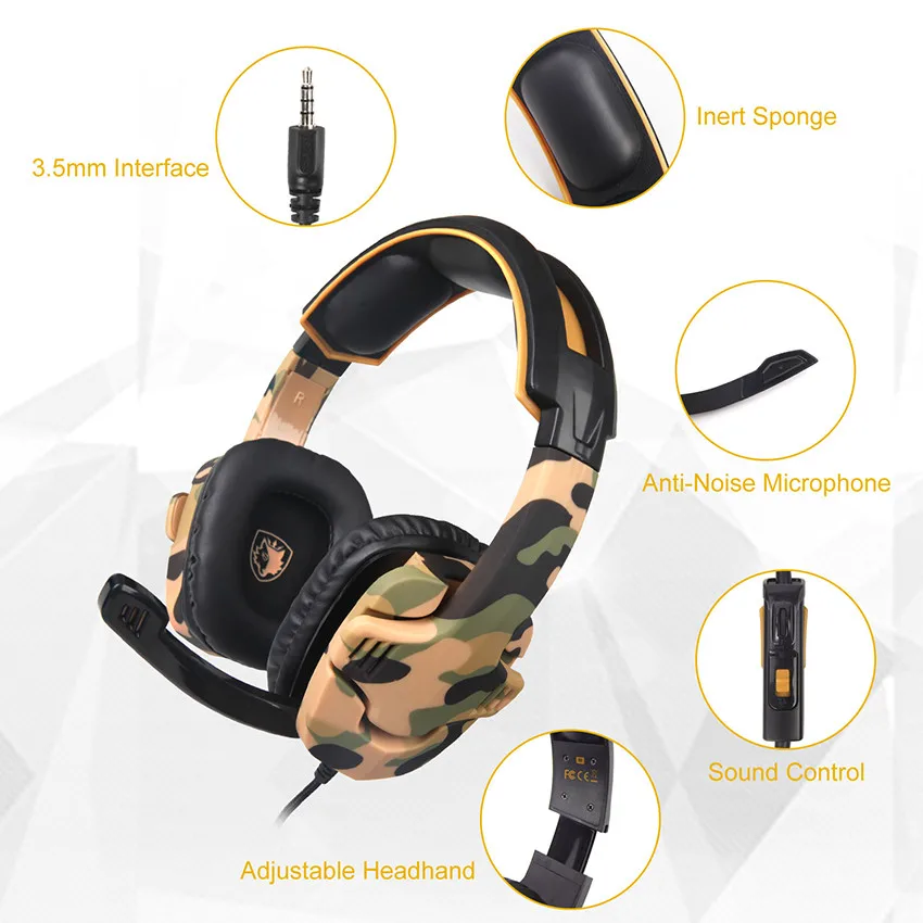 SADES SA-930 PS4 игровая гарнитура Casque PC Gamer камуфляжные стереонаушники с микрофоном для
