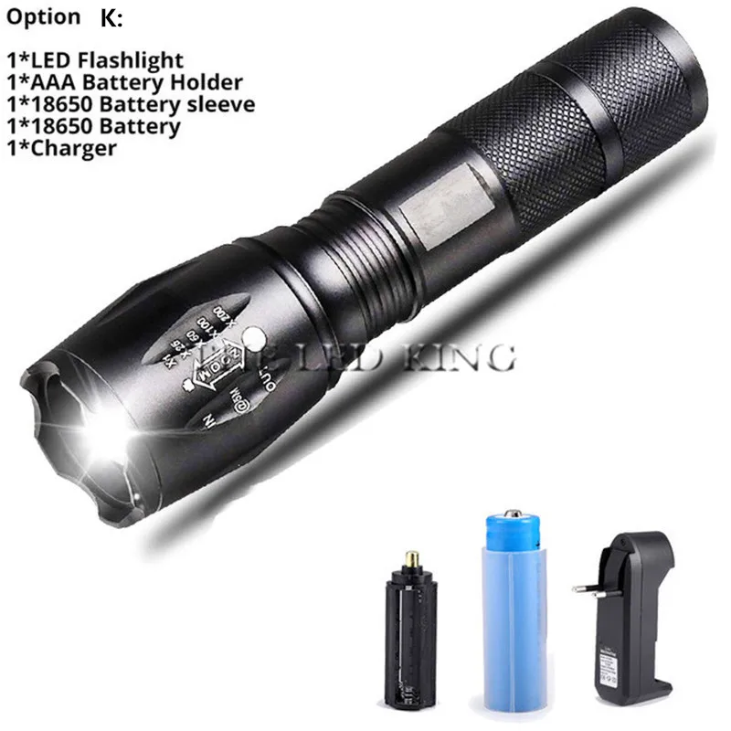 Package K 10000 Lums XP-L-V6 L2 светодиодный тактический вспышки светильник светодиодный фонарь зум светодиодный вспышка светильник Водонепроницаемый фонарь светильник для AAA 18650 Перезаряжаемые - Испускаемый цвет: Package K