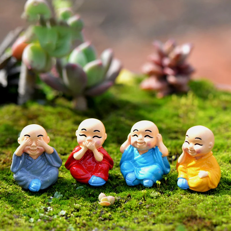 4pcs/Set Mini buddha Figurines Miniature For Home Bonsai Decoration Micro Landscape Decor|Статуэтки и миниатюры| |