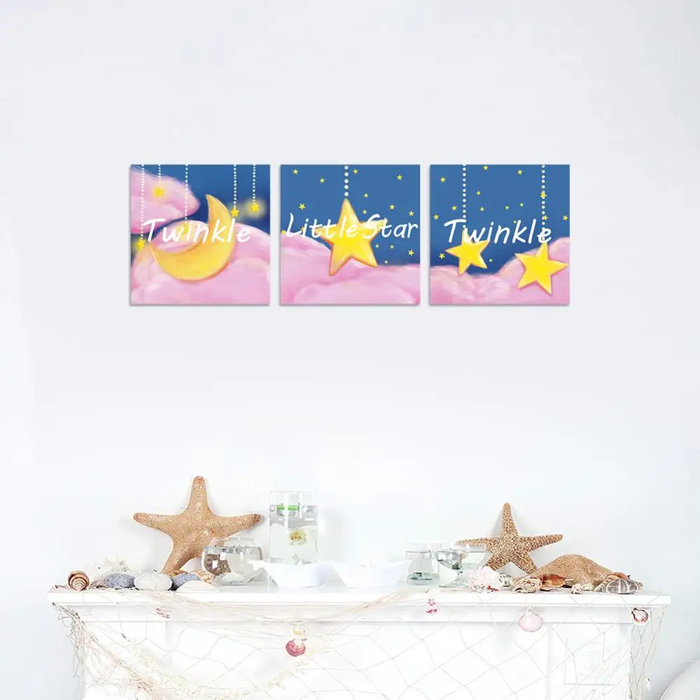 Визуальный художественный Декор без рамки Холст плакат луна звезды картина облака детская стена искусство