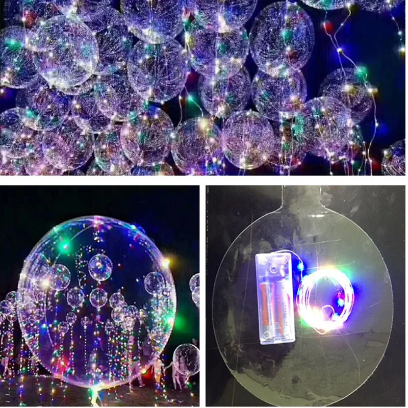 18/24 inch2pcs Clear Bubble Balloon With Led Strip Copper Wire Luminous Balloons wedding Decorations birthday party Supplies | Дом и сад