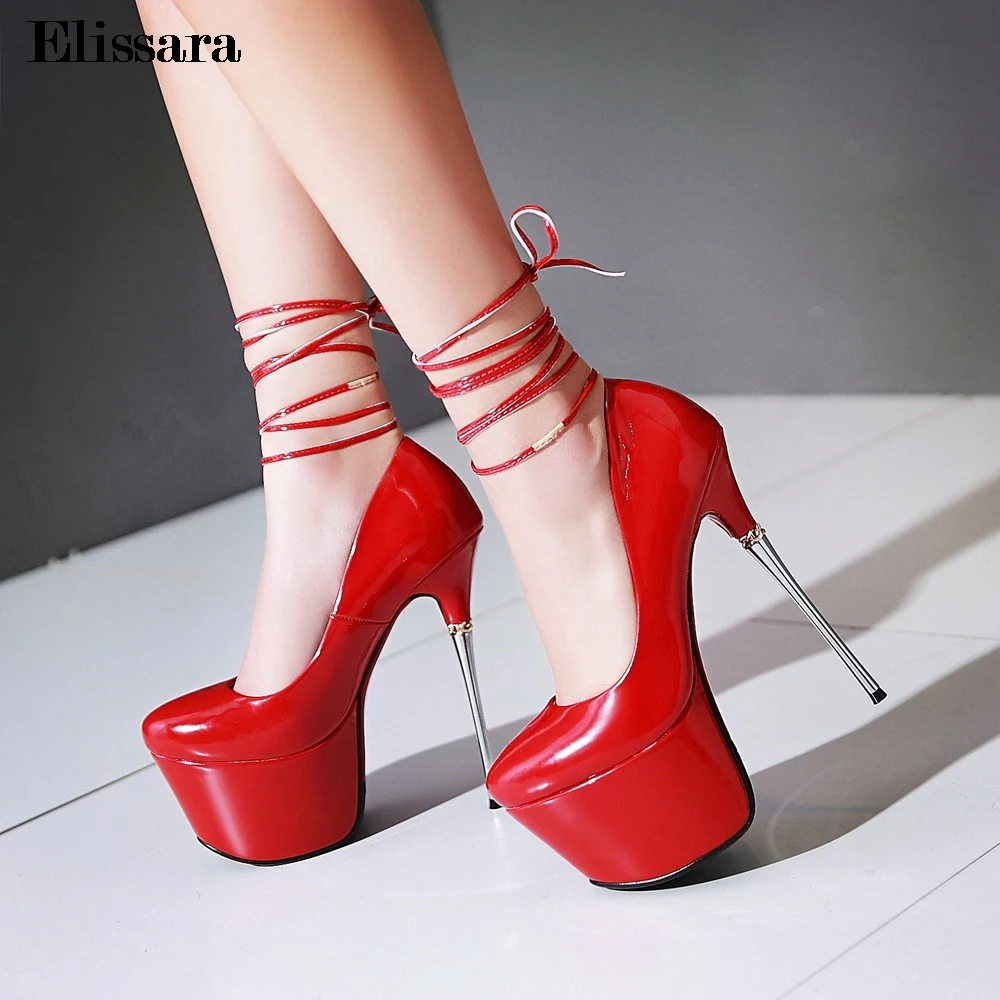 Женские пикантные туфли-лодочки на платформе и высоком каблуке-шпильке женская