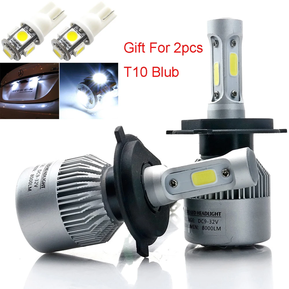 2 шт. 8000LM фар автомобиля S2 H1 H4 H7 светодиодный 72W фары для H8/H9/H11 9005/HB3 9006/HB4 H27