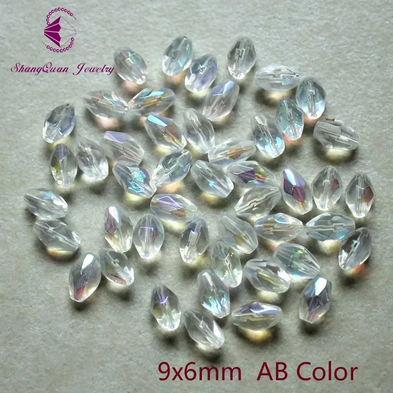 Shangquan зерна риса Австрийские хрустальные бусины 100 шт. 9*6 мм овальной формы