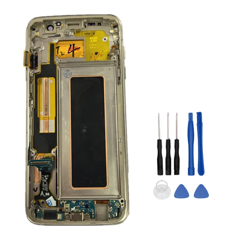 Оригинальный SUPER AMOLED ЖК дисплей с рамкой для samsung Galaxy S7 край G935F ожог в тени Дисплей