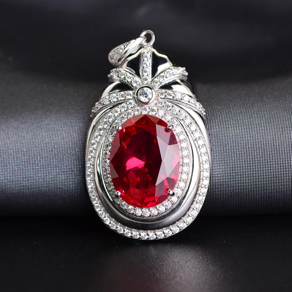 Wong Rain Luxury 100% 925 Sterling Silver Ruby Sapphire Gemstone White Gold Pendant Necklace Party Cocktail Jewelry Wholesale | Украшения и