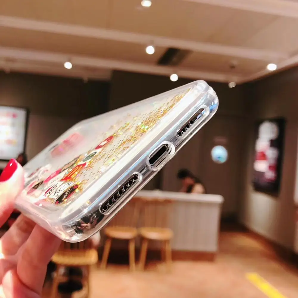 Liquid Sand Creative Restaurant Brand Icon Case For iphone 6 7 8 Plus X XR XS MAX Fashion Quicksand Back Cover 6plus 7plus 8plus | Мобильные