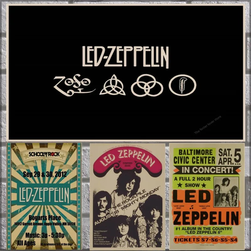 ВИНТАЖНЫЙ ПЛАКАТ Led Zeppelin крафт-бумага ретро-рок постер классический старый группа Ретро плакат часть 2
