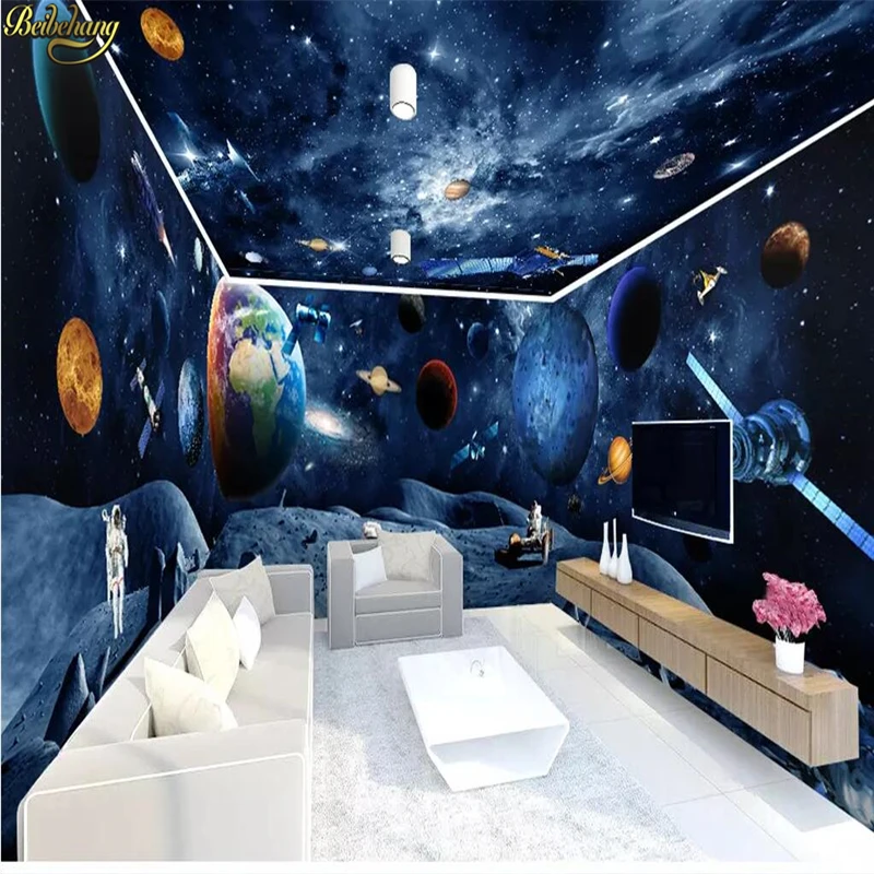 beibehang Custom Mural Wallpaper Modern 3D photo Wall Painting Fashion Living Room Home Decor Cosmic Galaxy Earth Wall Paper