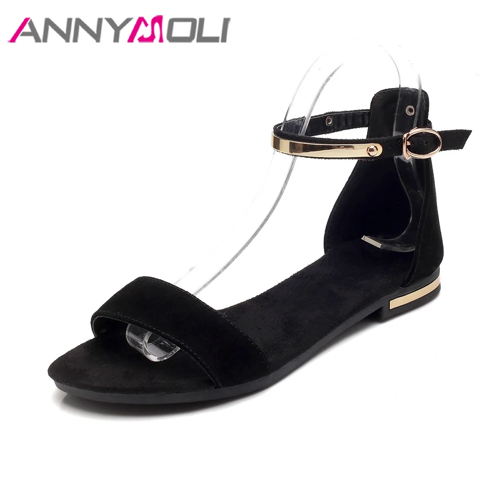 Босоножки женские летние из натуральной кожи с ремешком на щиколотке|flats sandals|sandals