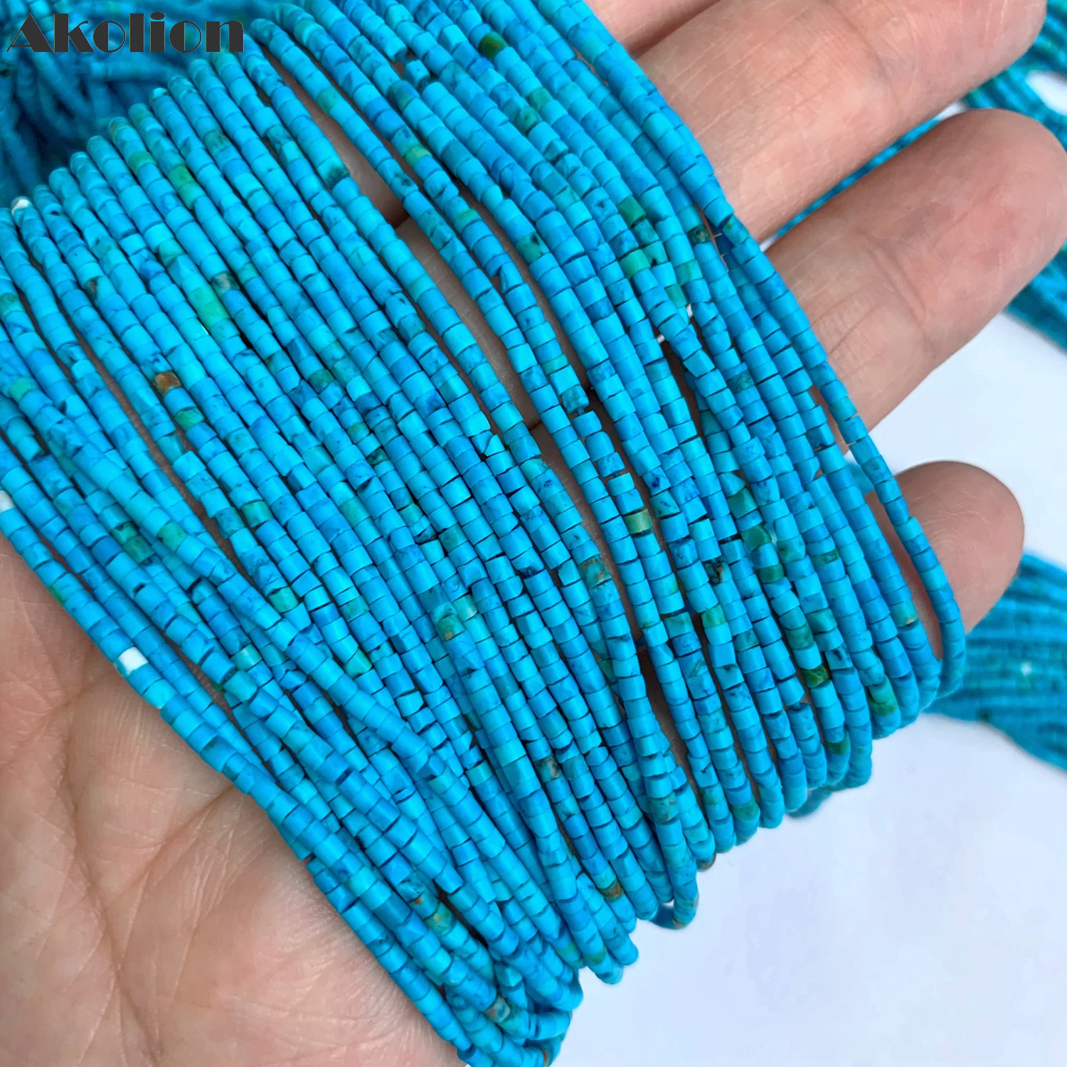 Круглые плоские бусины Akolion Голубой Бирюзовый Heishi 2x1 мм из натурального синего