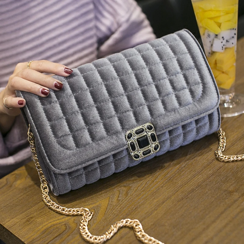 Женские сумки мессенджеры винтажные Роскошные брендовые с цепочками бархатные