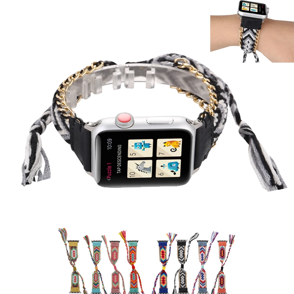 Ремешок Плетеный для Apple Watch Band сменный Браслет Series 5 4 3 6 SE 42 мм 44 38 40 мм|Ремешки