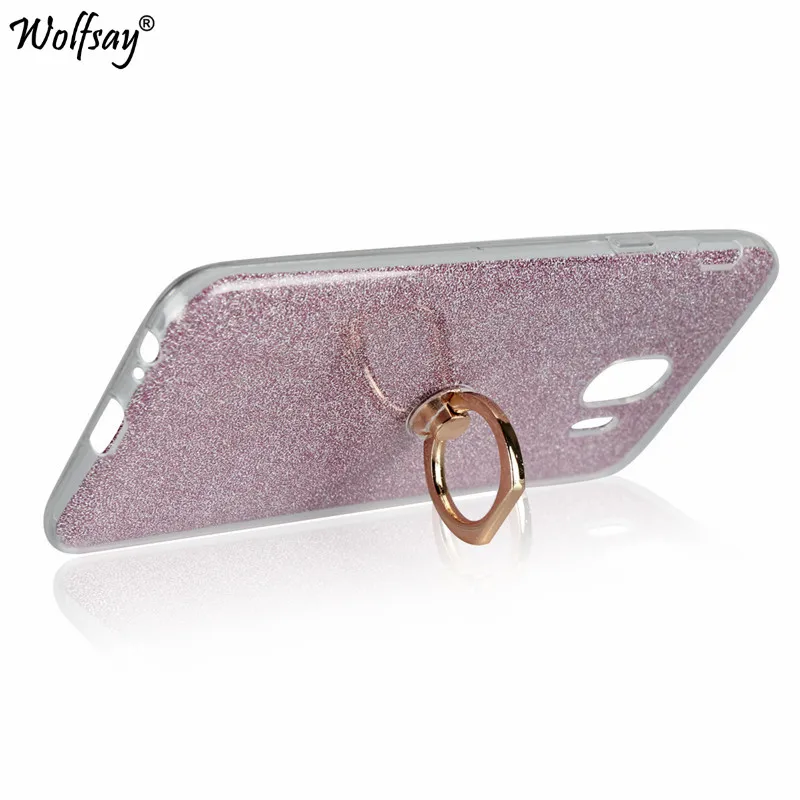 Luxury Bling Glitter Case For Samsung Galaxy J4 2018 Cover Soft TPU Ring Holder Phone Shell J400 |