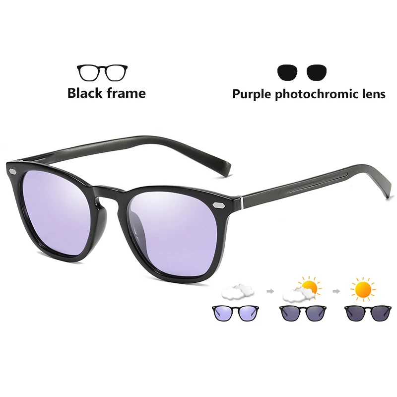 BS-Black-purple Классические ретро женские солнцезащитные очки кошачий глаз фотохромные поляризованные розовые солнцезащитные очки мужские очки Oculos gafas de sol mujer UV400 - Цвет линз: BS-Black-purple