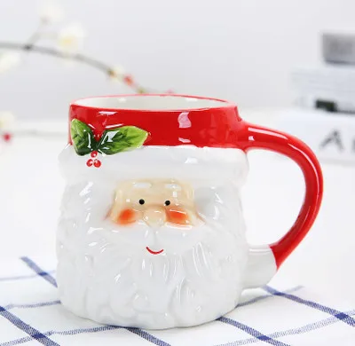 Santa Claus OUSSIRRO 380 мл Новая Рождественская керамическая кофейная кружка 3D Санта Клаус креативная мультяшная чашка с молоком и завтраком Рождественский подарок - Цвет: Santa Claus