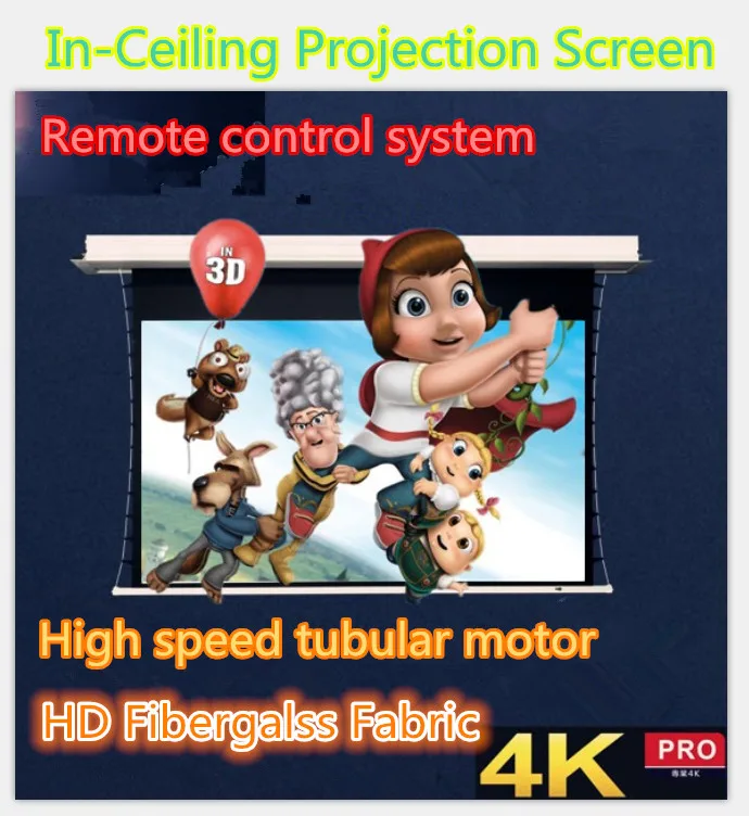Электрический Потолочный проекционный экран 100 дюймов 4:3 скрытый hd 4 K/3D