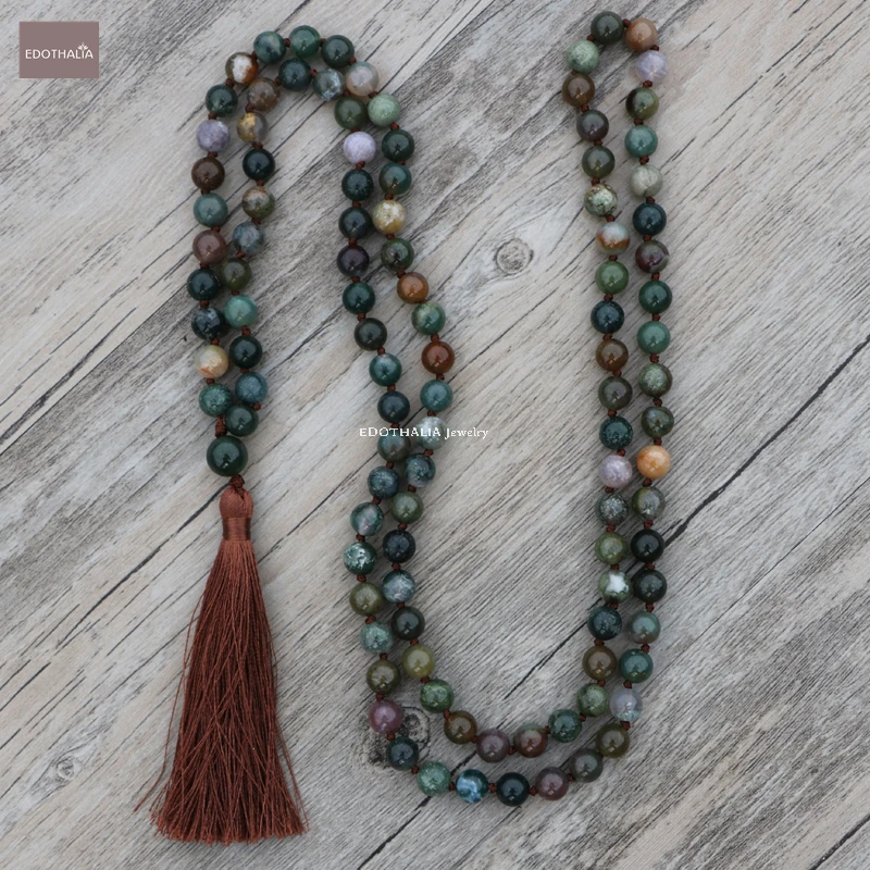 Женское длинное ожерелье EDOTHALIA индийские бусины с узлом коричневые ожерелья