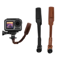 adjustable pu leather base safety handheld lanyard rope hand strap copper nut adapter for dji osmo action sports camera