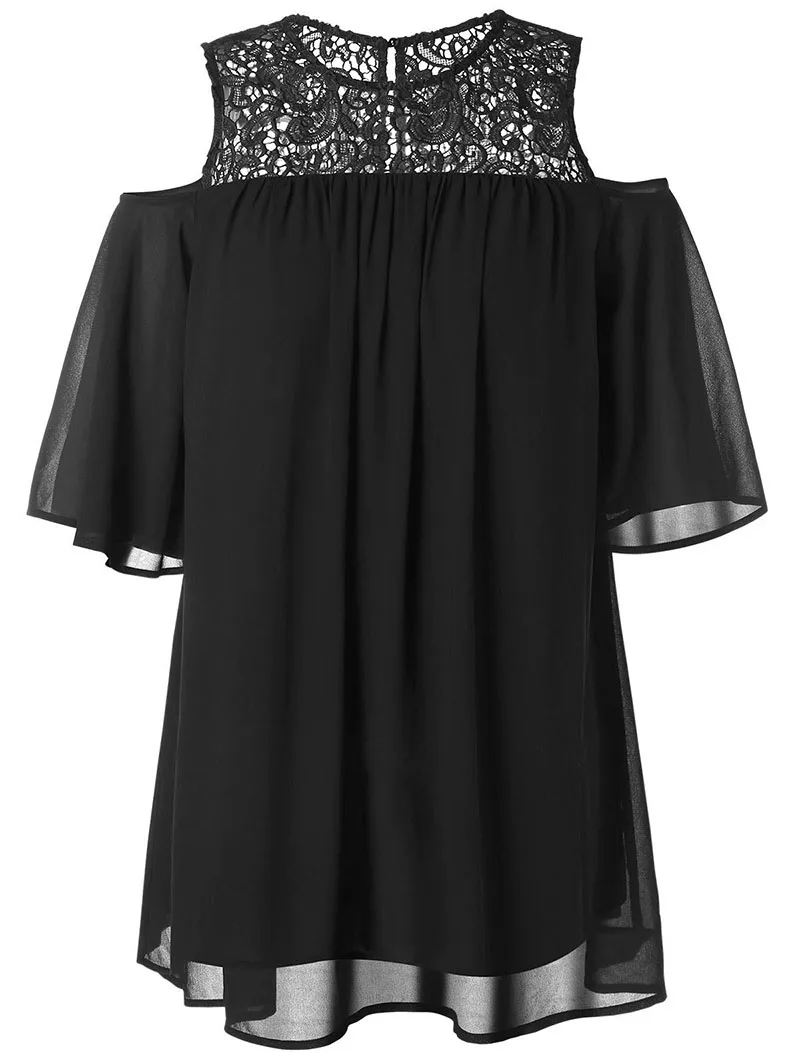 PlusMiss размера плюс 5XL из кружев кроше с открытыми плечами шифона Мини платья Для