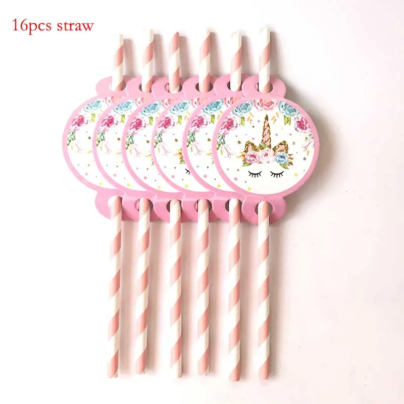 C unicorn straw Розовая маленькая лошадка пони фольгированные воздушные шары-единороги Гелиевый шар животные Дети День рождения Единорог вечерние украшения - Цвет: C unicorn straw
