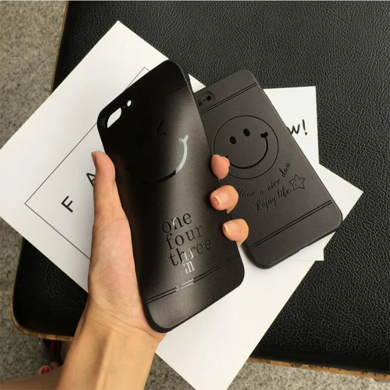 Black Color Matte Smile Couple Enjoy Life Mobile Phone Case For iphone 6 6s 6Plus 6sPlus 7 7Plus Scrub Anti-knock Cover Back TPU |