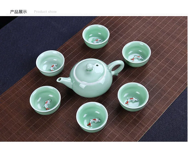 Керамический чайный сервиз Dehua celadon чашка для рыбы набор кунг фу чайник gaiwan Tureen
