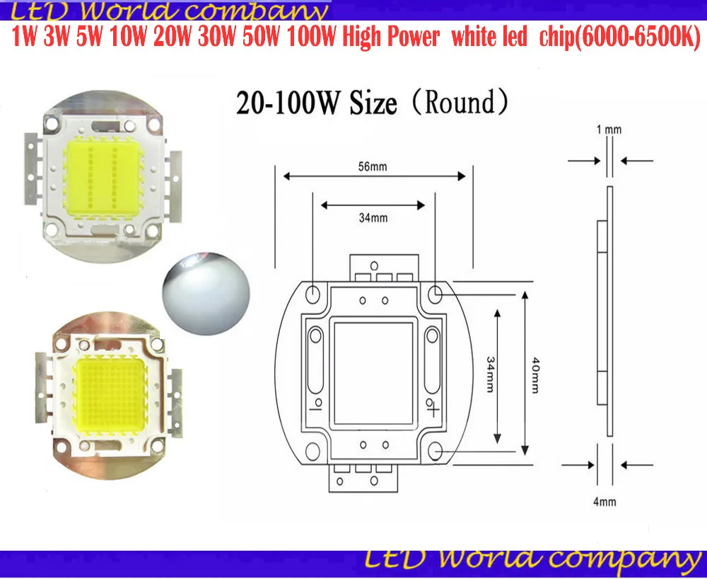 Высокомощный светодиодный чип 1 Вт 3 5 10 20 30 50 100 COB SMD LED белый шарик 6000 6500 к