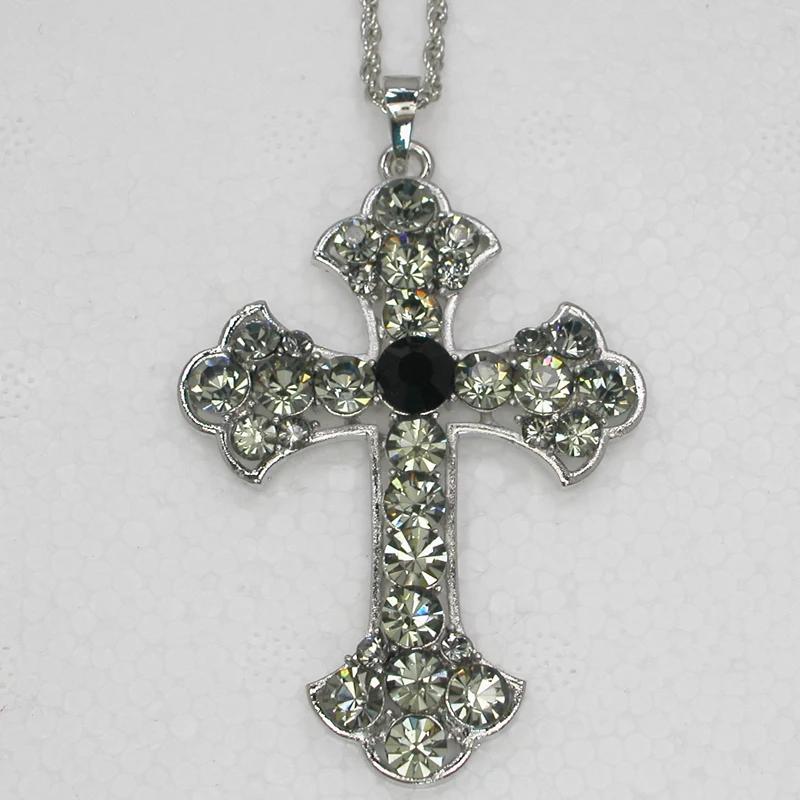 12pcs/lot Wholesale Rhinestone Cross Fashion Pendant Necklaces Chain Jewelry F101005 | Украшения и аксессуары
