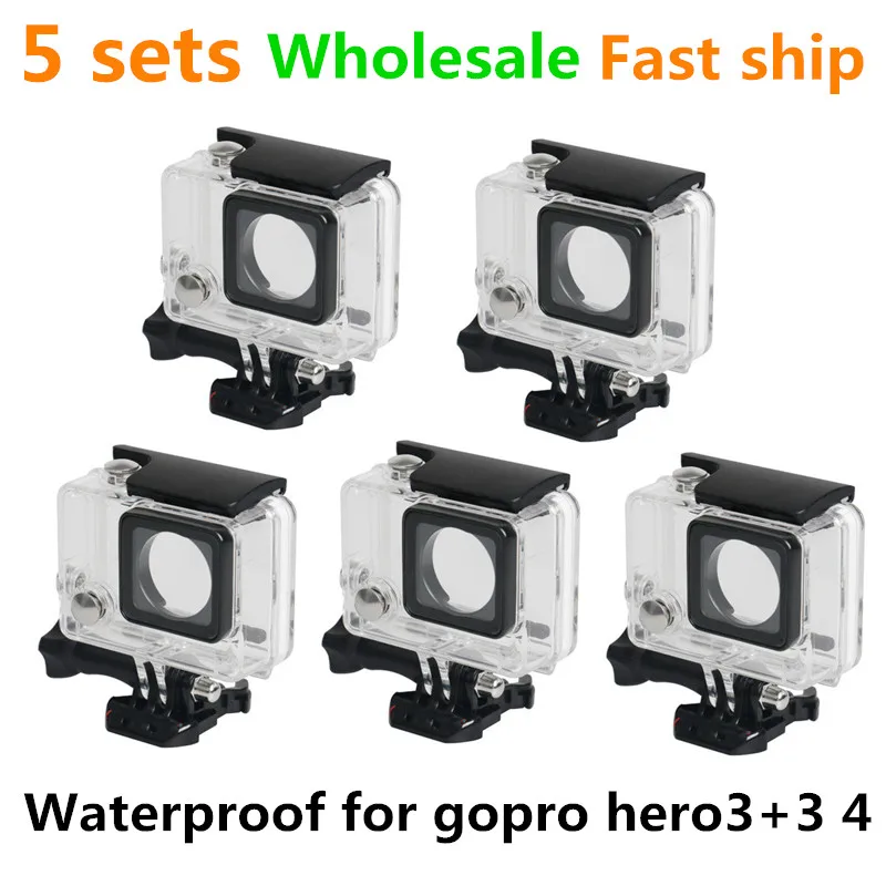 5 комплектов оптовая продажа водонепроницаемый чехол для камеры gopro hero3 + 3 4 45